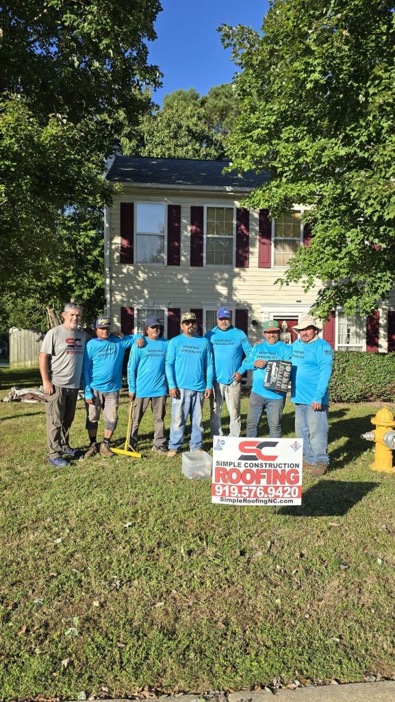 Simple Construction Roofing crew in blue shirts