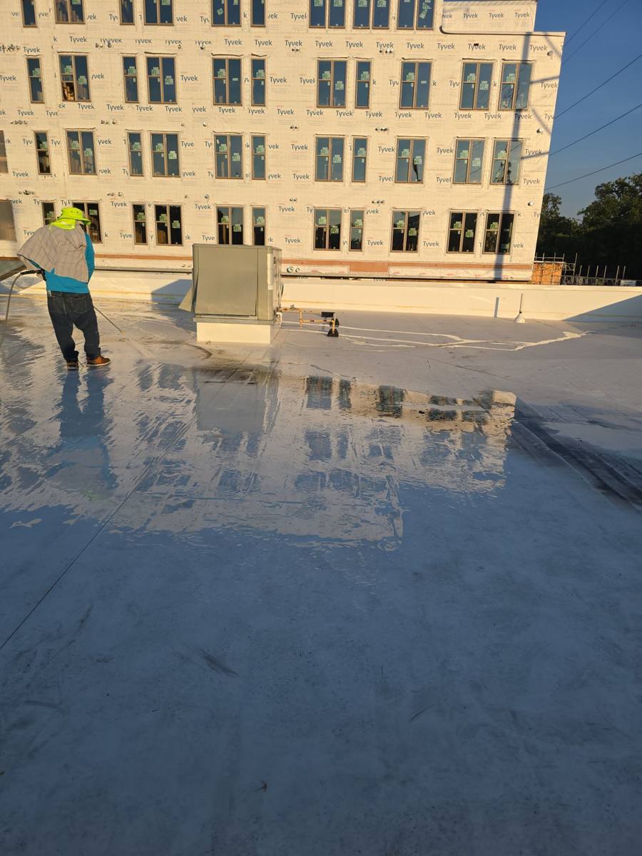 Finished TPO flat roof in Raleigh, NC by Simple Construction Roofing